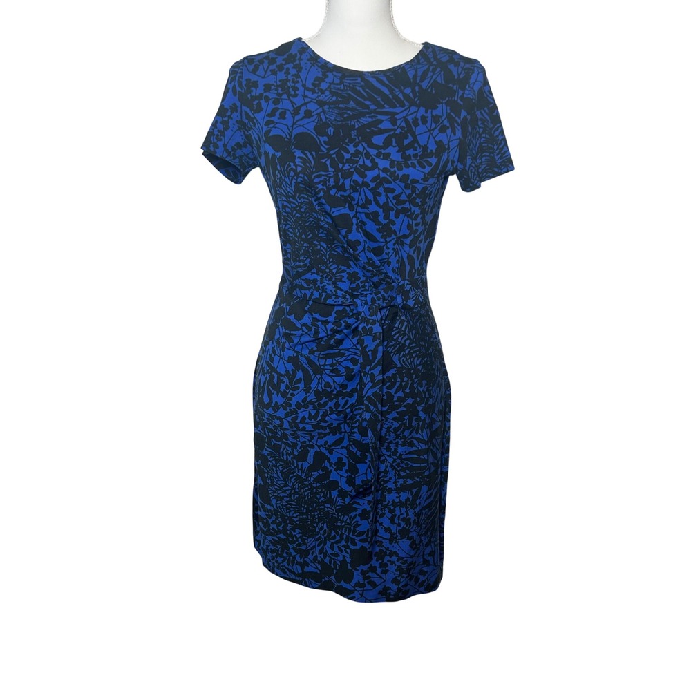 Diane von Furstenberg Women Zoe Dress Blue Black Floral tie front Silk Blend 4